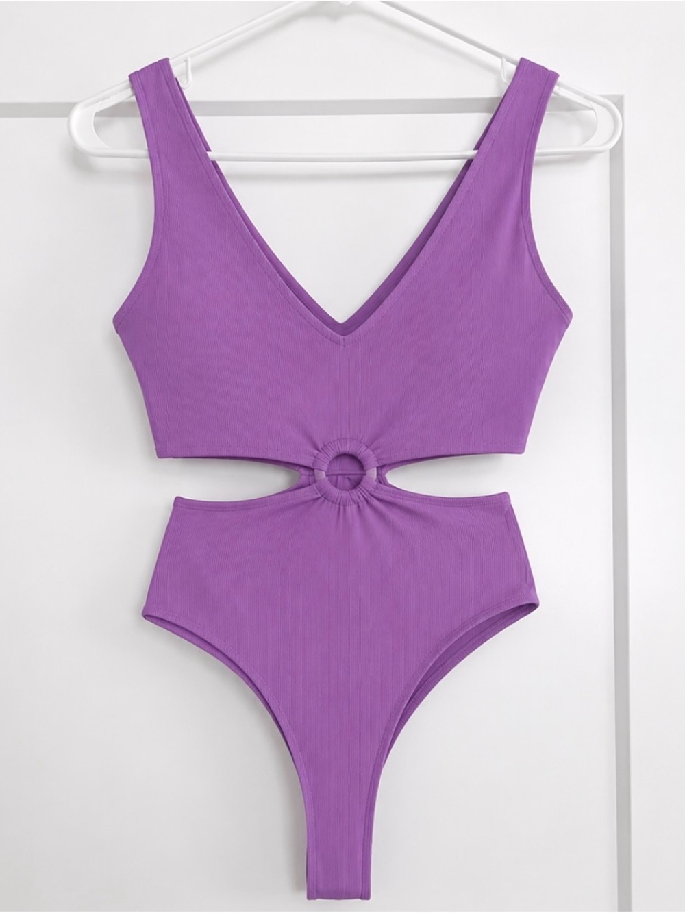 Lavender Purple Ribbed Bodysuit